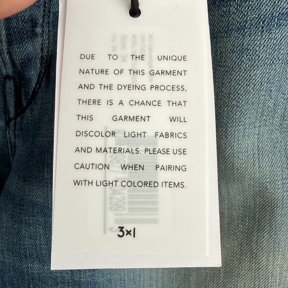 3x1 Jeans Mens 34x34 Blue M3 Selvedge Slim Straight Faded Drigs Denim Button Fly - Picture 9 of 13